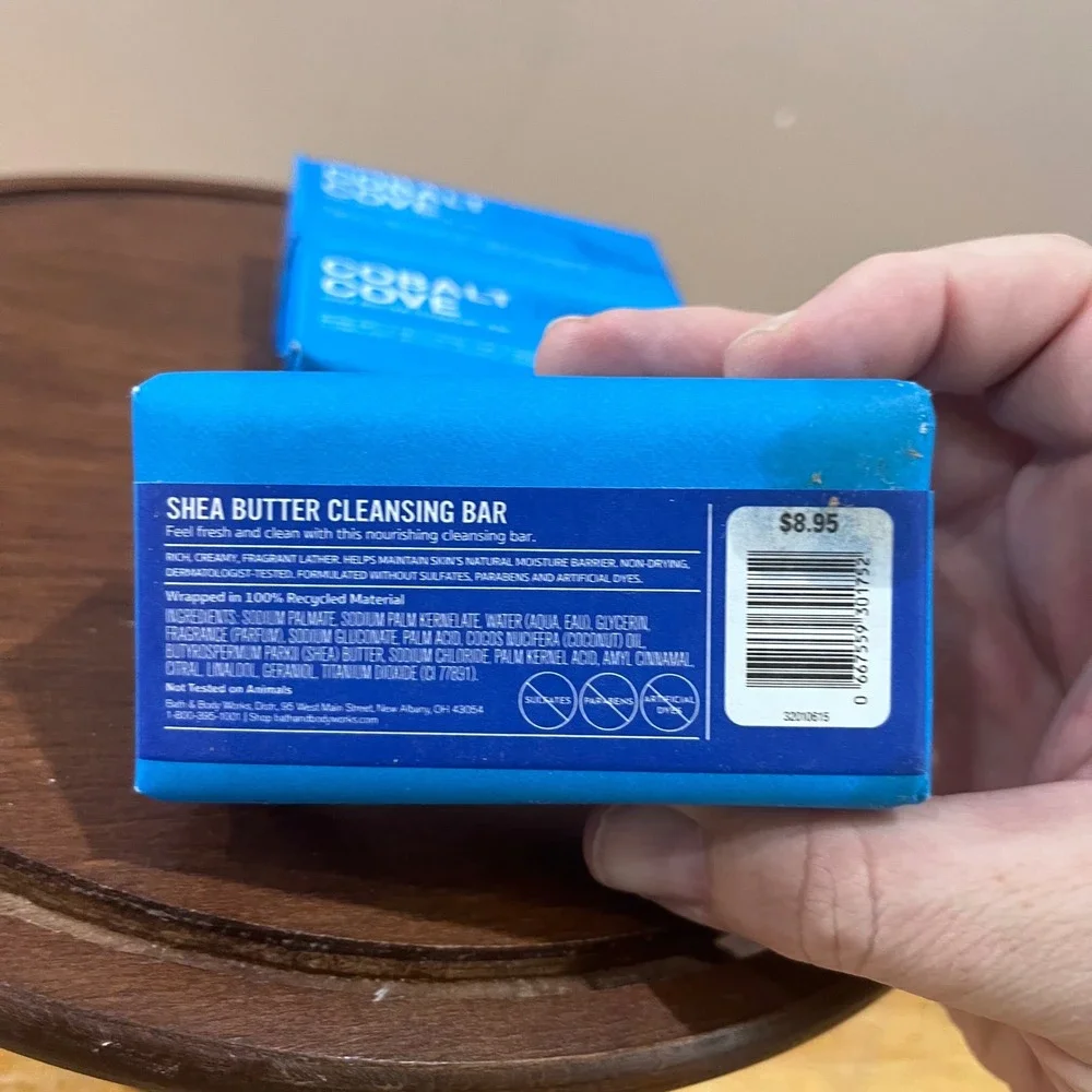 Bath & Body Works Cobalt Cove Shea Butter Cleansing Bar Soap 5oz Set of 3 New‎